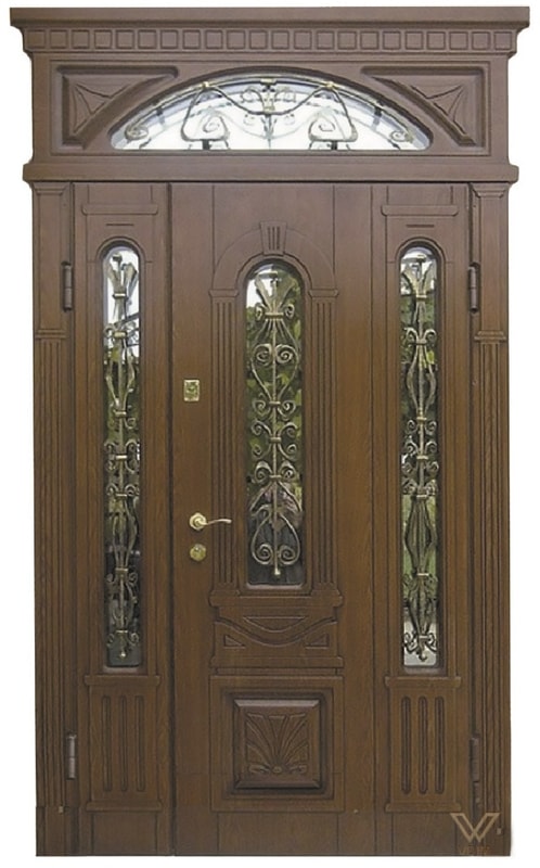 Двери входные двуполые, с фрамугой